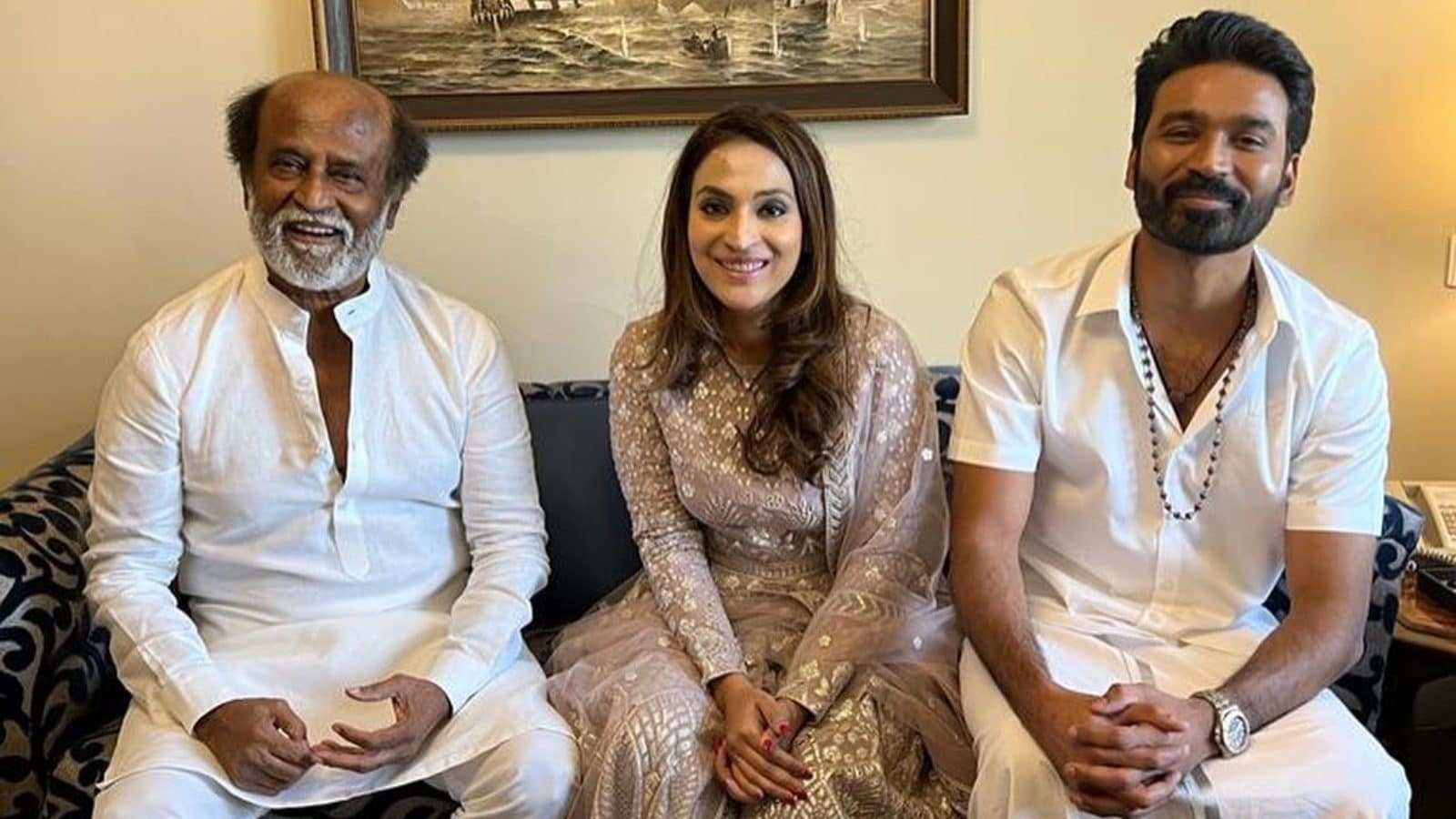 Dhanush with wife and father in law