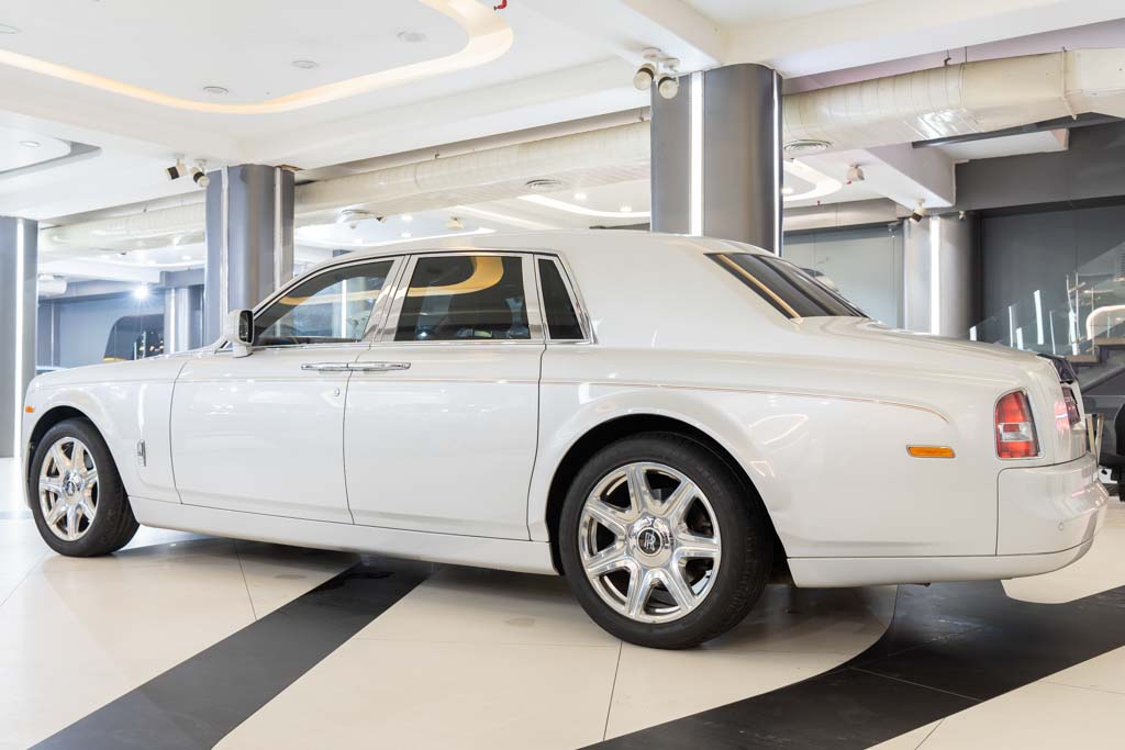 Luxury white Rolls-Royce sedan